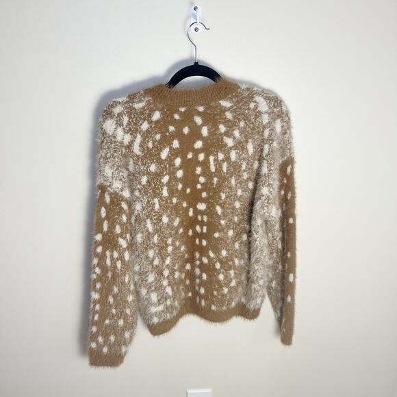 SAEMDI Fluffy Deer Printed Pullover Sweater Size Medium New Brown - Picture 5 of 9